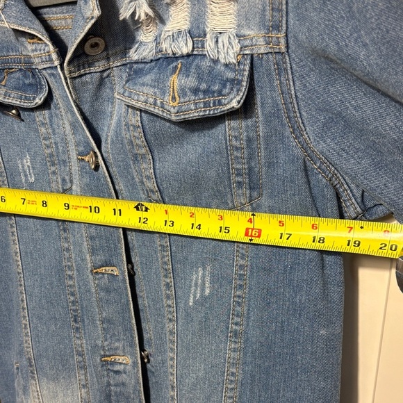 Zafsi Blings Distressed Long Denim Jacket - Picture 4 of 9